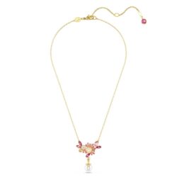 Swarovski - Gema pendant, Mixed cuts, Crystal pearl, Flower, Pink, Gold-tone plated - Bilde 2