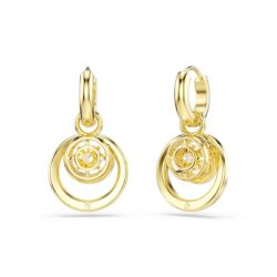 Swarovski - Hyperbola drop earrings, Round cut, White, Gold-tone plated - Bilde 3