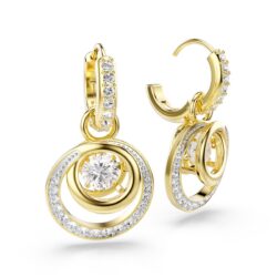 Swarovski - Hyperbola drop earrings, Round cut, White, Gold-tone plated - Bilde 4