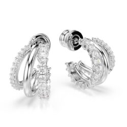 Swarovski - Hyperbola hoop earrings, Round cut, Mini, White, Rhodium plated - Bilde 3