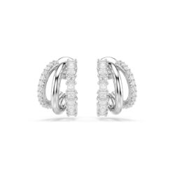 Swarovski - Hyperbola hoop earrings, Round cut, Mini, White, Rhodium plated - Bilde 4