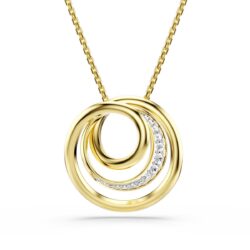 Swarovski - Hyperbola necklace, Round cut, White, Gold-tone plated