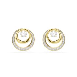 Swarovski - Hyperbola stud earrings, Round cut, White, Gold-tone plated