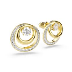 Swarovski - Hyperbola stud earrings, Round cut, White, Gold-tone plated - Bilde 2