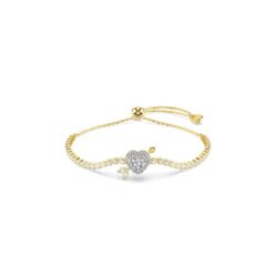 Swarovski - Idyllia bracelet, Mixed cuts, Heart with arrow, White, Gold-tone plated