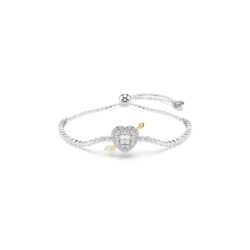 Swarovski - Idyllia bracelet, Mixed cuts, Heart with arrow, White, Rhodium plated