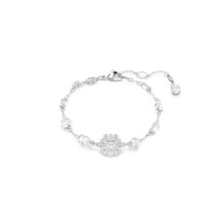 Swarovski - Idyllia bracelet, Mixed cuts, Snowflake, White, Rhodium plated