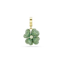 Swarovski - Idyllia charm, Clover, Green, Gold-tone plated