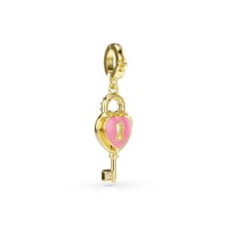Swarovski - Idyllia charm, Mixed cuts, Heart with key, White, 18K gold finish - Bilde 4