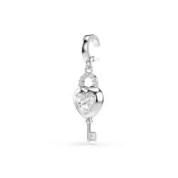 Swarovski - Idyllia charm, Mixed cuts, Heart with key, White, Rhodium plated - Bilde 2