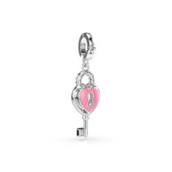 Swarovski - Idyllia charm, Mixed cuts, Heart with key, White, Rhodium plated - Bilde 3