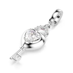 Swarovski - Idyllia charm, Mixed cuts, Heart with key, White, Rhodium plated - Bilde 6