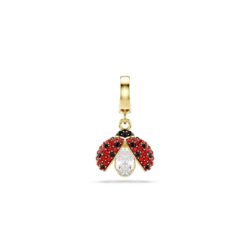Swarovski - Idyllia charm, Mixed cuts, Ladybug, Red, 18K gold finish