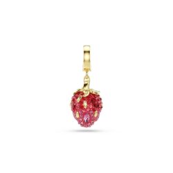 Swarovski - Idyllia charm, Mixed cuts, Strawberry, Red, 18K gold finish