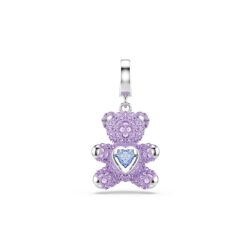 Swarovski - Idyllia charm, Mixed cuts, Teddy, Purple, Rhodium plated