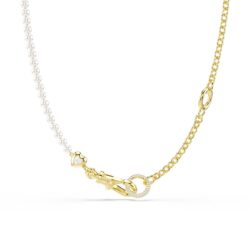 Swarovski - Idyllia necklace, Crystal pearl, White, Gold-tone plated