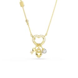 Swarovski - Idyllia pendant, Mixed cuts, Heart, Key, Pink, Gold-tone plated - Bilde 3