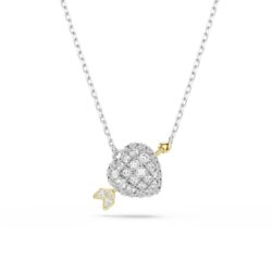 Swarovski - Idyllia pendant, Mixed cuts, Heart with arrow, White, Mixed metal finish