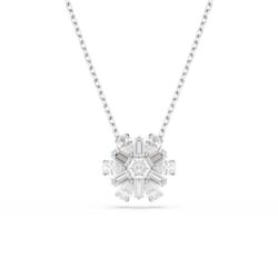 Swarovski - Idyllia pendant, Mixed cuts, Snowflake, White, Rhodium plated