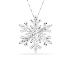 Swarovski - Idyllia pendant and brooch, Mixed cuts, Snowflake, White, Rhodium plated - Bilde 2