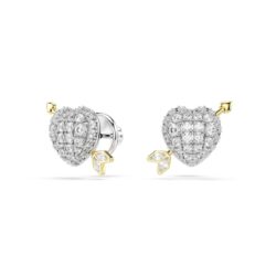 Swarovski - Idyllia stud earrings, Mixed cuts, Heart with arrow, White, Mixed metal finish - Bilde 2