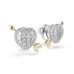 Swarovski - Idyllia stud earrings, Mixed cuts, Heart with arrow, White, Mixed metal finish - Bilde 4
