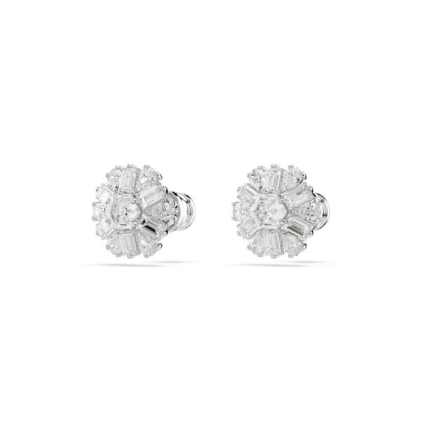 Swarovski - Idyllia stud earrings, Mixed cuts, Snowflake, White, Rhodium plated