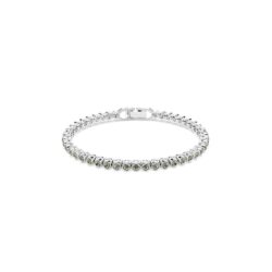 Swarovski - Imber Emily Tennis bracelet, Round cut, Black, Rhodium plated