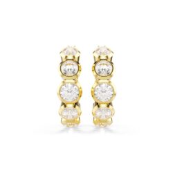 Swarovski - Imber hoop earrings, Round cut, White, Gold-tone plated - Bilde 2