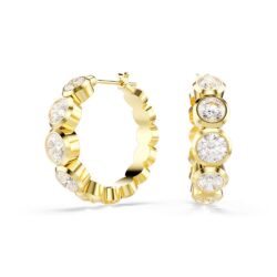 Swarovski - Imber hoop earrings, Round cut, White, Gold-tone plated - Bilde 4