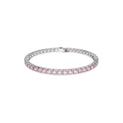 Swarovski - Matrix Tennis bracelet, Round cut, Pink, Rhodium plated