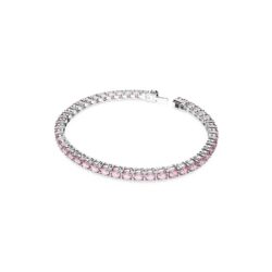Swarovski - Matrix Tennis bracelet, Round cut, Pink, Rhodium plated - Bilde 4