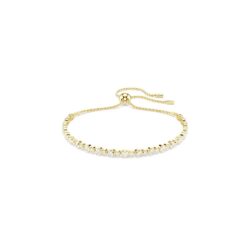 Swarovski - Matrix Tennis bracelet, Round cut, White, Gold-tone plated