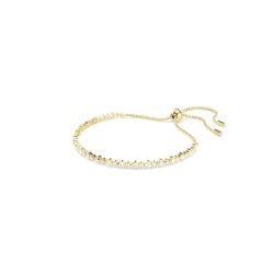 Swarovski - Matrix Tennis bracelet, Round cut, White, Gold-tone plated - Bilde 2