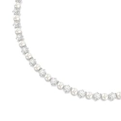 Swarovski - Matrix Tennis necklace, Crystal pearl, Round cut, White, Rhodium plated - Bilde 2