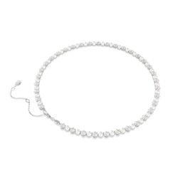 Swarovski - Matrix Tennis necklace, Crystal pearl, Round cut, White, Rhodium plated - Bilde 3