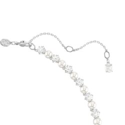 Swarovski - Matrix Tennis necklace, Crystal pearl, Round cut, White, Rhodium plated - Bilde 4