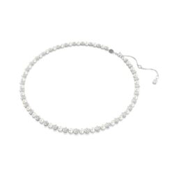 Swarovski - Matrix Tennis necklace, Crystal pearl, Round cut, White, Rhodium plated - Bilde 5