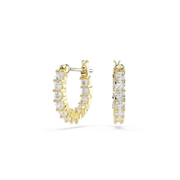 Swarovski - Matrix Vittore hoop earrings, Round cut, White, Gold-tone plated