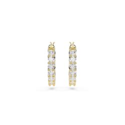 Swarovski - Matrix Vittore hoop earrings, Round cut, White, Gold-tone plated - Bilde 2