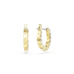 Swarovski - Matrix Vittore hoop earrings, Round cut, White, Gold-tone plated - Bilde 3