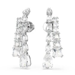 Swarovski - Matrix drop earrings, Mixed cuts, White, Rhodium plated