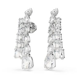 Swarovski - Matrix drop earrings, Mixed cuts, White, Rhodium plated - Bilde 2