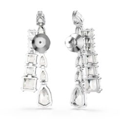 Swarovski - Matrix drop earrings, Mixed cuts, White, Rhodium plated - Bilde 3