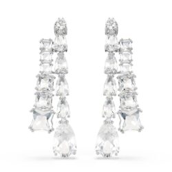 Swarovski - Matrix drop earrings, Mixed cuts, White, Rhodium plated - Bilde 4