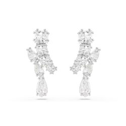 Swarovski - Matrix drop earrings, Mixed cuts, White, Rhodium plated - Bilde 2