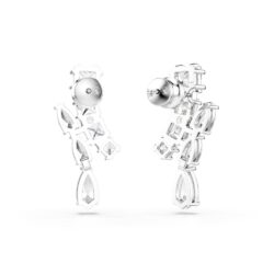 Swarovski - Matrix drop earrings, Mixed cuts, White, Rhodium plated - Bilde 3