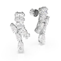 Swarovski - Matrix drop earrings, Mixed cuts, White, Rhodium plated - Bilde 4