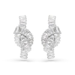 Swarovski - Matrix earrings, Baguette cut, Knot, White, Rhodium plated