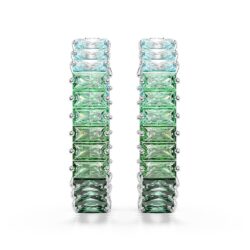 Swarovski - Matrix hoop earrings, Baguette cut, Green, Rhodium plated - Bilde 4